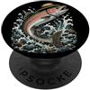 4TroutLovers Trota che indossa il cappello da pesca pescatore papà padre PopSockets PopGrip Adesivo
