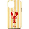 BECCA Coastal Seafood Collection Custodia per iPhone 12 Pro Max Aragosta gialla Strisce Blu Costiera Pesce Art