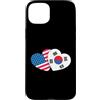 Korean American Heart Co Custodia per iPhone 15 Plus USA Corea del Sud Cuore Amicizia coreana americana
