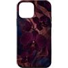 Plum Noir Collection Custodia per iPhone 12 mini Borgogna Orchidea Silhouette Moody Floral Art