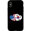 Korean American Heart Co Custodia per iPhone X/XS USA Corea del Sud Cuore Amicizia coreana americana
