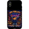 Bahaa's Tee Custodia per iPhone X/XS Vintage Pixel Art NYC Streetwear Bear Y2K Graphic
