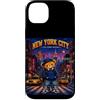 Bahaa's Tee Custodia per iPhone 14 Plus Vintage Pixel Art NYC Streetwear Bear Y2K Graphic