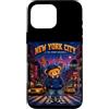 Bahaa's Tee Custodia per iPhone 16 Pro Max Vintage Pixel Art NYC Streetwear Bear Y2K Graphic