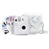 instax Fujifilm instax mini 13 White Marble bundle, custodia e 10 fogli pellicola | Esclusiva Amazon, Fotocamera instant, Custodia, filmpack 10shot, Speccio Selfie, Autoscatto, Built-in Flash, Stampa 86x54 mm