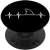 cool design shark fish white fin heartbe Oceano Animale Squalo Minimal Fin Battito cardiaco Semplice carino Grafica PopSockets PopGrip Adesivo