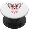 Phoenix Flame & Sparks Mythical Art Purple & Orange Flames Phoenix Myth Bird Rising Nato di nuovo PopSockets PopGrip Adesivo
