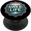 Lake Life Fisherman Woman Fisher Angler Lake Life Pescatore Donna Pescatore Pescatore Natura Pesca Viaggio PopSockets PopGrip Adesivo