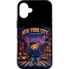 Bahaa's Tee Custodia per iPhone 16 Plus Vintage Pixel Art NYC Streetwear Bear Y2K Graphic