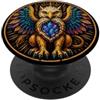 Mythical Creature Rockhound Designs Geode Griffin Hatchling, stampa a blocchi, arte popolare e mistica PopSockets PopGrip Adesivo