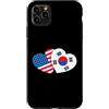 Korean American Heart Co Custodia per iPhone 11 Pro Max USA Corea del Sud Cuore Amicizia coreana americana