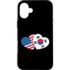 Korean American Heart Co Custodia per iPhone 16 Plus USA Corea del Sud Cuore Amicizia coreana americana