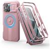 Dexnor Cover Magnetica per iPhone 16 Pro Max con Copertura Della Fotocamera Scorrevole & Cavalletto Regolabile & Protezione Dello Schermo Integrata, Heavy Duty Robuste Antiurto Custodie - Colore Rosa