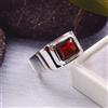 Artik Jewels Naturale Granato Gemma Con 14K Placcato Oro Bianco Anello Argento per Uomo AJ796