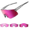 LECAGE Occhiali da sole sportivi fotocromatici per uomo donna UV400 | Lente PC adattiva alla luce, telaio TR90, design avvolgente senza cornice, prese d'aria, vestibilità comoda per ciclismo su