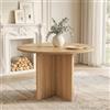 Shye Tavolo da pranzo rotondo, 120 x 120 cm, colore rovere, stile scandinavo, minimalista, design classico, adatto per 4-6 persone