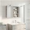 Ziaphsol Set di 3 armadietti da bagno in legno, montaggio a parete, con specchio a due vie e strisce LED, 6 ripiani, 2 ante, salvaspazio, per bagno e WC degli ospiti, 120 x 10,5 x 60,5 cm