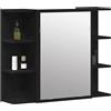 vidaXL Mobiletto per Specchio Rovere Nero 80 x 20,5 x 64 cm, Ripostiglio Bagno Moderno, Mobile Murale Rettangolare, Specchio Vanità, Design Salvaspazio, Stile Contemporaneo