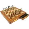 Italfama Italiano Metallo E Legno Scacchi Set, Lusso Scheda Con Cassetti 46cm