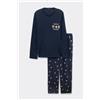 Tezenis Pigiama Lungo In Cotone Stampa "perfect Weekend" Uomo Blu