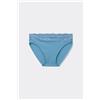 Tezenis Slip Microfibra Taglio Vivo E Pizzo Donna Blu