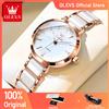 OLEVS 5877 Nuovo Orologio da Donna alla Moda con Cinturino in Ceramica, Movimento al Quarzo, Impermeabile, Marca di Lusso, Elegante con Data, Regalo