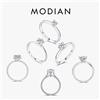 Modian Nuovo argento sterling 925 con diamante CZ Anello da dito impilabile da sposa Placcato in platino Gioielleria raffinata di marca per accessori donna