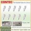 Contec 10 pezzi per set ECG Clip Banana ECG Cavo Connettore ECG 4.0mm Elettrodo interruttore multifunzione