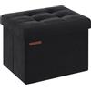 SONGMICS Pouf contenitore, panca portaoggetti pieghevole in velluto, poggiapiedi, 31 x 41 cm, carico 130 kg, per ingresso, soggiorno, camera da letto, nero inchiostro/grigio piccione/rosa