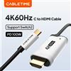 CABLETIME Cavo da USB C a HDMI per Nintendo Switch 2 1 OLED PD 100W 4K 60HZ Tipo C a HDMI Cavo Adattatore Prefetto per Laptop PS4/5