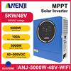ANENJI 5KW 48V Inverter solare ibrido 220V MPPT 100A Convertitori WIFI integrati Doppia uscita On/Off Grid per pannello solare Applicazione domestica