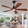 Artpad Ventilatori da soffitto in legno con luci per camera da letto, ufficio interno, telecomando, vento a 6 velocità, ventilatore da soffitto a 5 pale in noce nera
