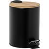 NONE Pattumiera in acciaio inox da 3 litri. con copertura in legno nero a pedale 17x23 cm