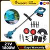 NONE Podofo Tagliaerba Elettrico a Batteria 21V con Asta Telescopica 95-135cm, Strumento da Giardino per Uso Domestico