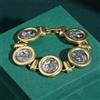 Icareu Bracciali vintage con monete antiche e ritratti per donna, rotondi, color oro 18 carati, di lusso, alta qualità, regalo, accessori retrò