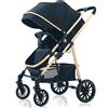 Passeggino per Neonati, Lussuoso Passeggino per Bambini con Seduta Alta e Chiusura Automatica, Passeggino da Viaggio Portatile con Telaio in Alluminio, Leggero e Pieghevole per Neonati e Bambini