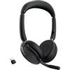 Jabra Evolve 2 65 Flex Cuffie Stereo Wireless Bluetooth, tecnologia di cancellazione del rumore Jabra ClearVoice e ANC ibrida Funzionano con tutte le principali piattaforme UC Nero