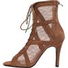 Generico Heels Dance Scarpe con Tacco Alto Donna Sandali Mesh Eleganti a Punta Aperta con Lacci 7/10 cm per Classe Danza Spettacolo e Serata