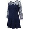 Sandro Abito Mini Foderato A Maniche Lunghe In Pizzo A Rete Blu Navy Da Donna 40 SANDRO