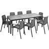 Dmora - Set tavolo e sedie Moie, Salottino indoor, Tavolo rettangolare allungabile con 8 sedie con braccioli, Made in Italy, Antracite