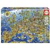 Educa - Simboli dell'Europa | Puzzle 500 pezzi per adulti e bambini da 11 anni | Mappa Europa illustrata | Misura: 48 x 34 cm | Include colla Fix (17962)