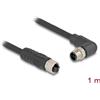 Delock - Cavo sensore - M12 (4 pin) (M) rechtwinklig zu M12 (4 pin) (W) gerade 12 A - 1,0m - silikonfrei, L-codiert