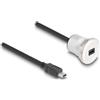 DELOCK USB2.0 Mini-B Einbaubuchse mit Kabelp. St. Alu. 30cm