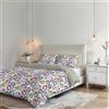Italian Bed Linen Parure Copripiumino NO STIRO FANTASY - prodotto in Italia - Set Copripiumino - Letto Matrimoniale, Microfibra - Sacco 250x200 cm + Patella e 2 Federe 50x80 cm - Cerchi Astratti
