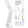 V-TAC Lampada da Tavolo LED Ricaricabile - Design Moderno - Dimmerabile 3 in 1 con Comandi Touch - Lampada Bianca e Argento da Ufficio e Scrivania con Protezione Occhi - Testa Ruotabile 120°, VT-1014