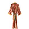 Fatto a mano Accappatoio Sari In Seta Crepe Vintage Maroon Donna Kimono Boho Modello CSR-298