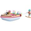 PLAYMOBIL | Barbie | Barca d'avventura | Motoscafo con Barbie e Ken | Azione di wakeboard e snorkeling per bambini | Atmosfera estiva di Malibu e avventure acquatiche