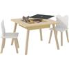 Set tavolo 3 in 1 e 2 sedie per bambini con schienale a orsetto, età 3-6 anni, colore legno