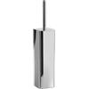 GEDY Jack Scopino WC, Materiale Acciaio Inox, Scopino Bagno Colore Cromato, Scopino WC da Appoggio Base Quadrata con Ciuffo in Setole Nere in Nylon, Tazza Interna Estraibile di Facile Pulizia