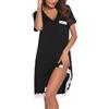 Ekouaer Camicia da Notte Allattamento Donna Maniche Corte Pigiama Sexy Premaman Nightdress Bottoni Pizzo, S-XXL